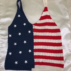 American Flag Knitted Tank Top